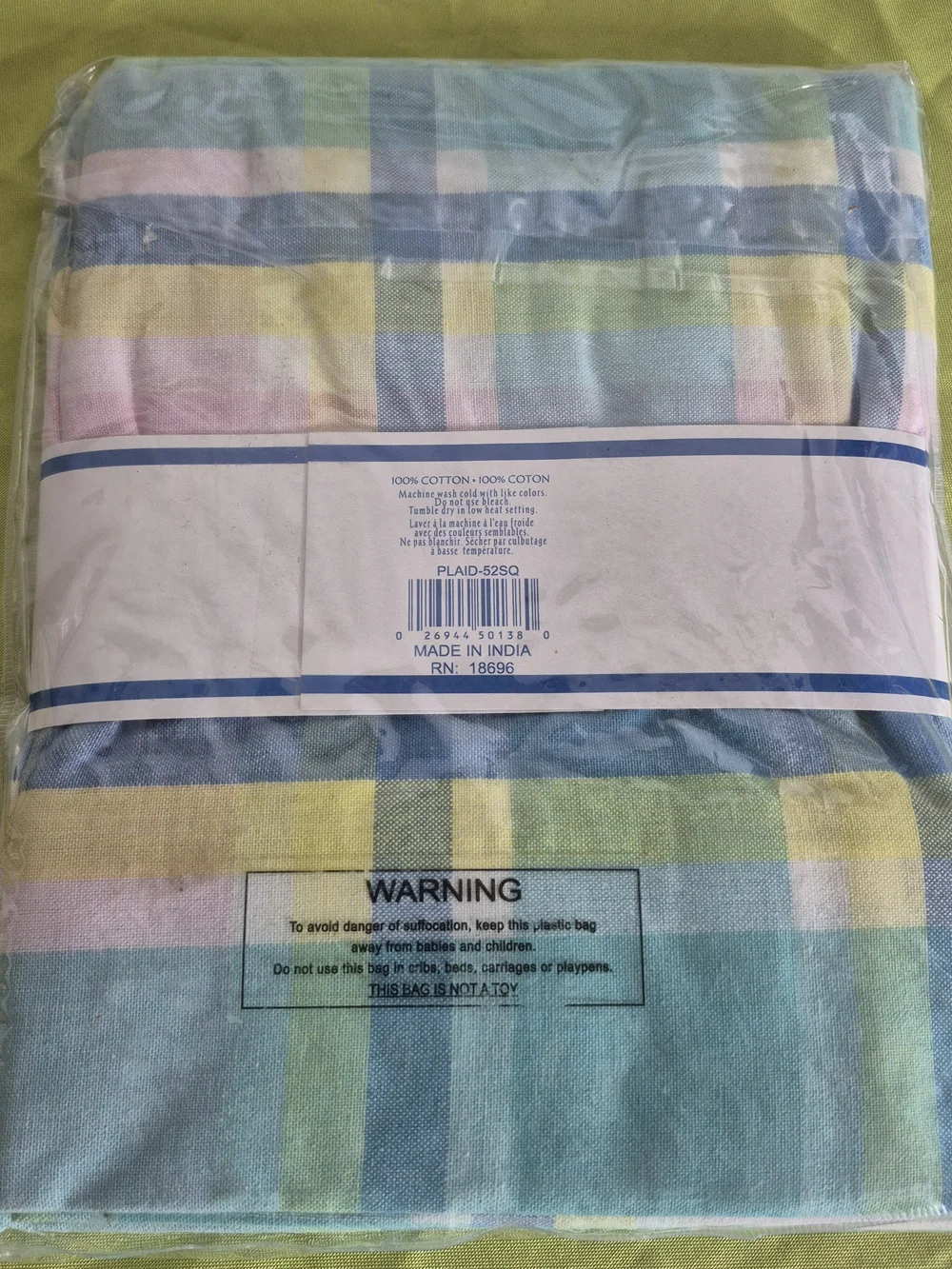 Pastel Plaid Woven Cotton Tablecloth - Pastel Multicolor